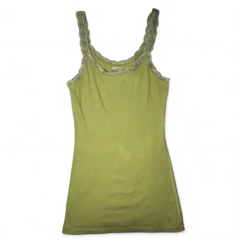 Vintage Y2K Abercrombie and Fitch green Lace Tank Top Cami with moose logo 🟣